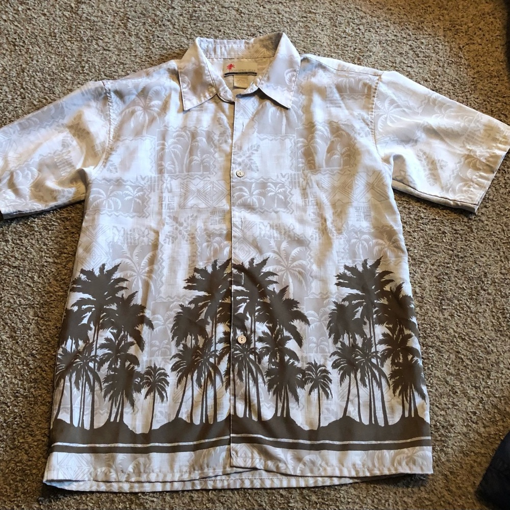Youth Extreme Gear Tropical Palm Tree Print Shirt - Tan and Brown 18-20